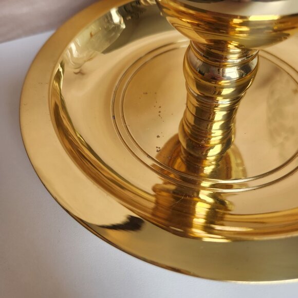 VINTAGE Partylite "Tuscany Lamp" Gold Leaf & Etched Grapes With Gold Pillar Base - Picture 9 of 13